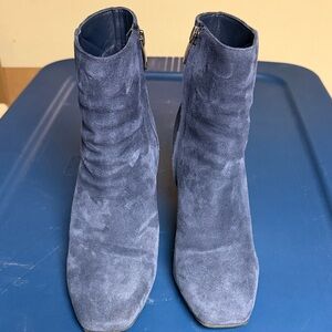 Blue Suede Ankle Boots